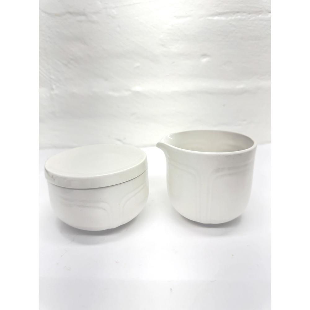 Johnson Brothers Creamer Pitcher & Sugar Bowl Made In England Vintage White